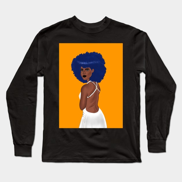 Beautiful Afro Queen Long Sleeve T-Shirt by The Alien Boy Art